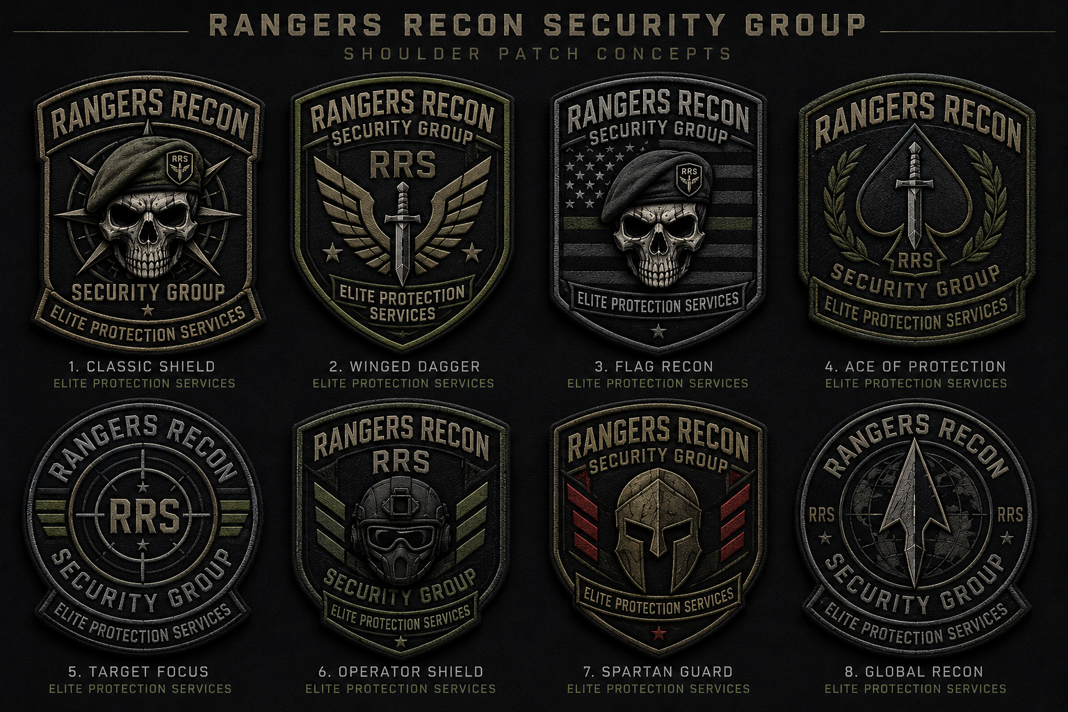 Rangers Recon Security Group shoulder patch concepts